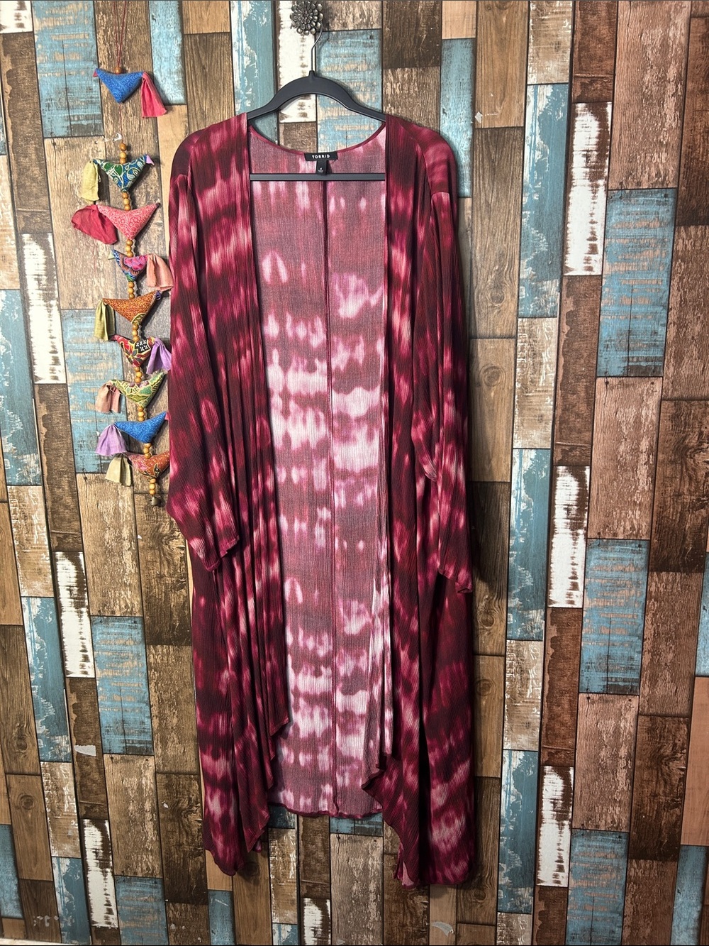 torrid Burgundy Tie-Dye Open-Front Duster